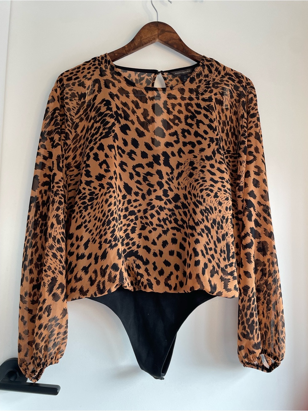Banana Republic Leopard Print Long-Sleeve Bodysuit - Brown/Black size M